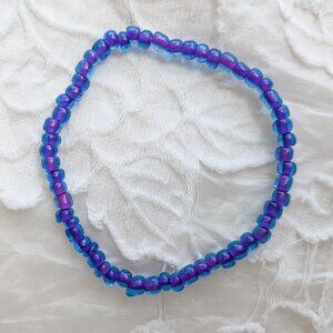 Blue and Purple Glass Bead Stretch Bracelet